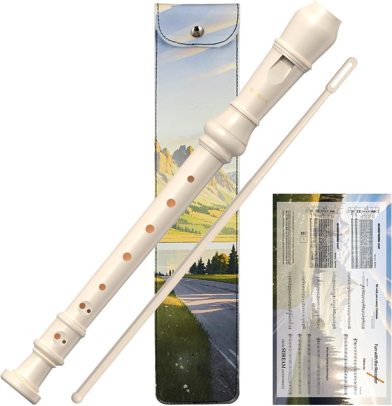SDREAM Soprano Recorder Instrument For Kids - German Fingering 8 Hole Beginner Music Recorder Flute With Cleaning Rod, Leather Packaging & Fingering Chart - Image 1